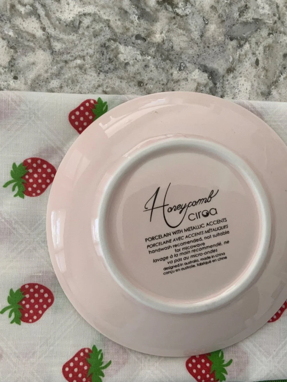 Pink & Gold Honeycomb Teacup & Saucer Set – 2 Place Settings